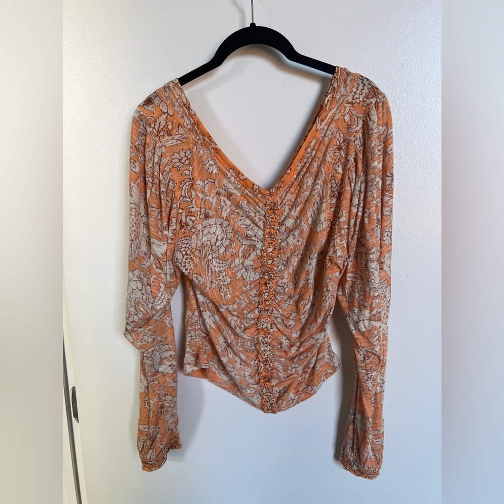 Free People Floral Say The Word Asymmetrical Ruched Top - Picture 4 of 8